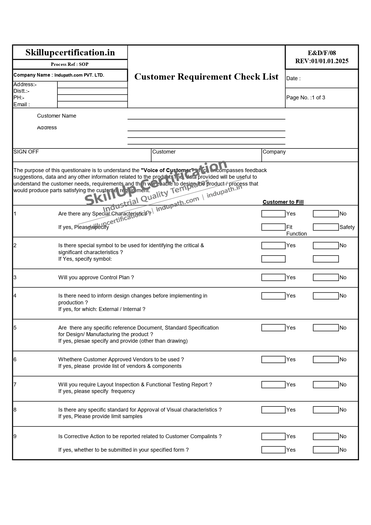 Customer Requirement Check List Template download - 28 Key Points Explained 2 Customer Requirement Check List Template used for APQP and PPAP requirement gathering