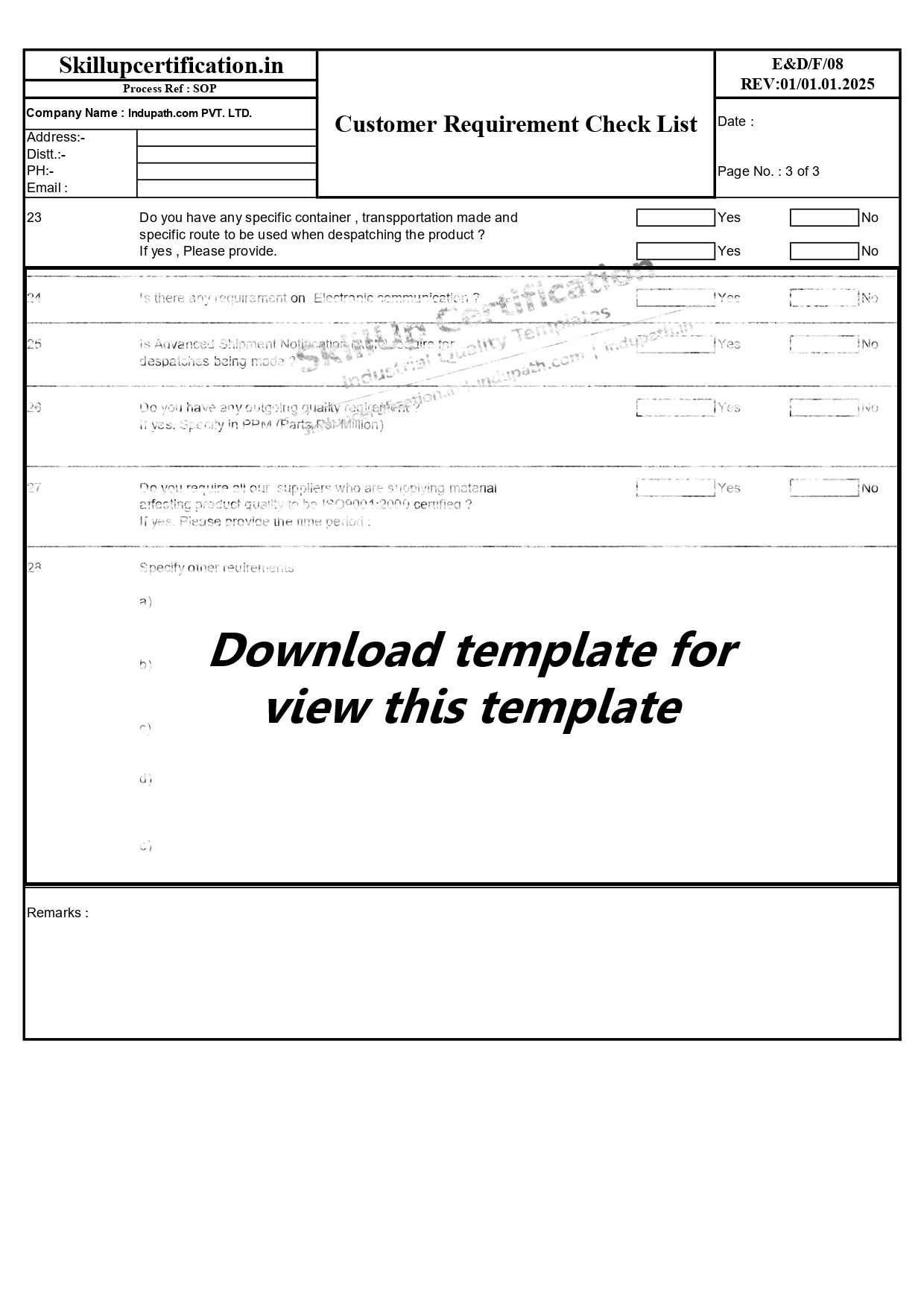 Customer Requirement Check List Template download - 28 Key Points Explained 4 Customer Requirement Check List Template used for APQP and PPAP requirement gathering